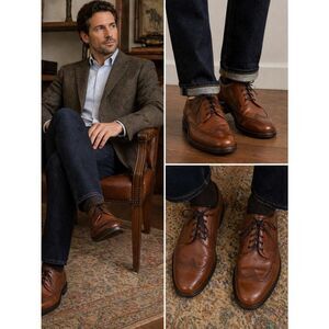Frye Vintage Leather Wingtip Oxfords Brown - Size 10.5D